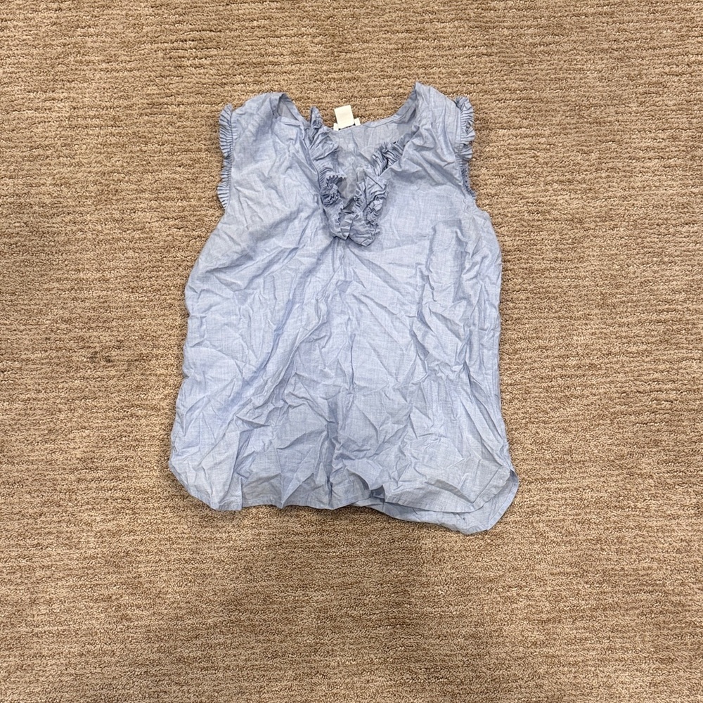J. Crew Light Blue Ruffled Blouse